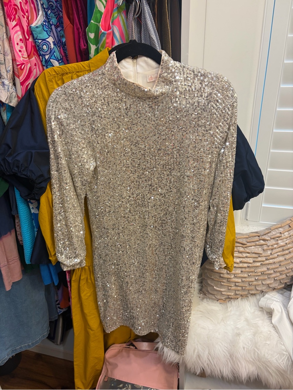 GB girls Silver Sequin Mock Neck Tunic